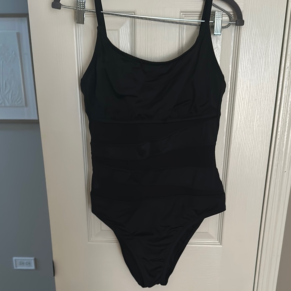Shade and Shore Black front mesh  One-Piece Swimsuit